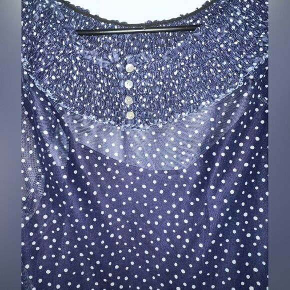 NWOT- Navy Blue Polka Dot Women's Top - Picture 2 of 4